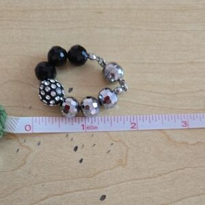 NWOT Black and Silver Beaded Bracelet with Patterned Design